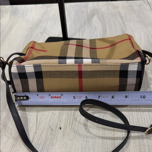 Designer Beige and Black Crossbody Bag with Red Accents - Picture 8 of 10